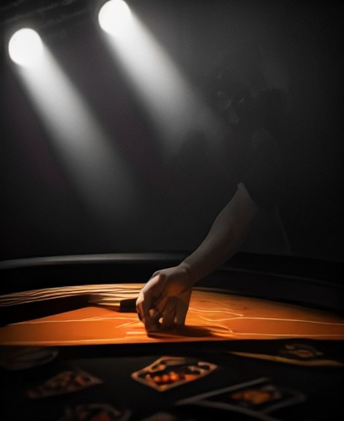 A live dealer table under studio lighting